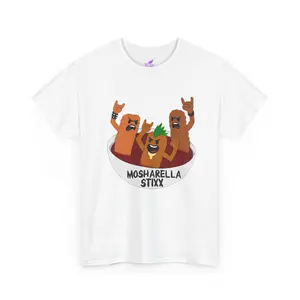 Funny Punk Mozzarella Stick T-Shirt  Mosharella Stixx Band Tee, Foodie Graphic Shirt