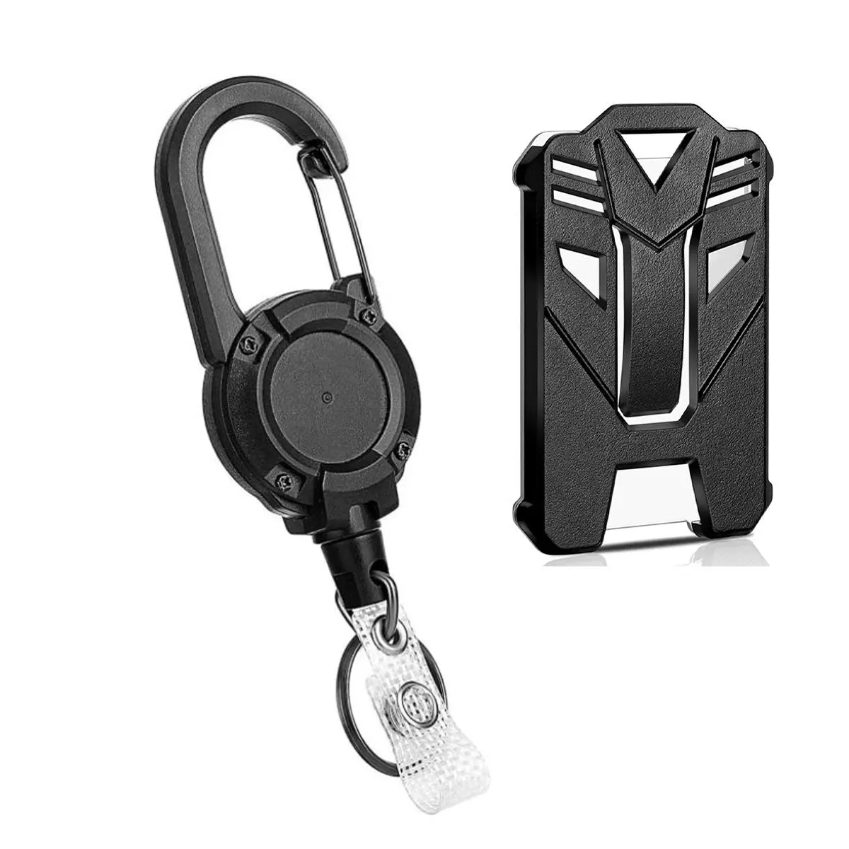 Retractable Badge Holder Set, 1 Count Badge Reel with 1 Count Badge Holder, Identification Badges & Supplies for Office, School, Outdoor, Badge Reels Retractable