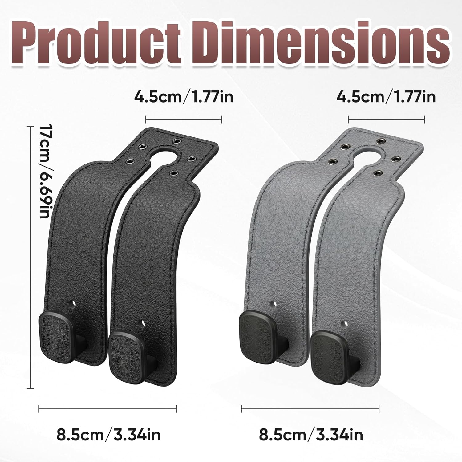 Car Purse Holder Hook, 2PCS Car Hooks for Headrest Car Hangers for Seat Multifunctional Car Bag Hook Car Seat Back Storage Hook Accessories (Grey)																	