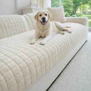 Couch Cover, Washable Anti Slip Sectional Sofa Cover for 3 Cushion Couch Sofa L Shaped Recliner, Furniture Protector Covers for Pets (White,1pc/36x47"/Rectangular)