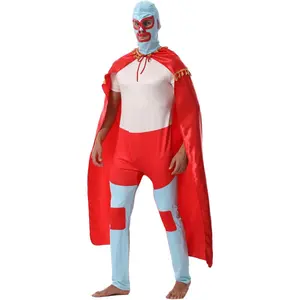 AYJKSEVEN Mexican Wrestler Costume Adult Men Cape Halloween Party Cosplay Outfits