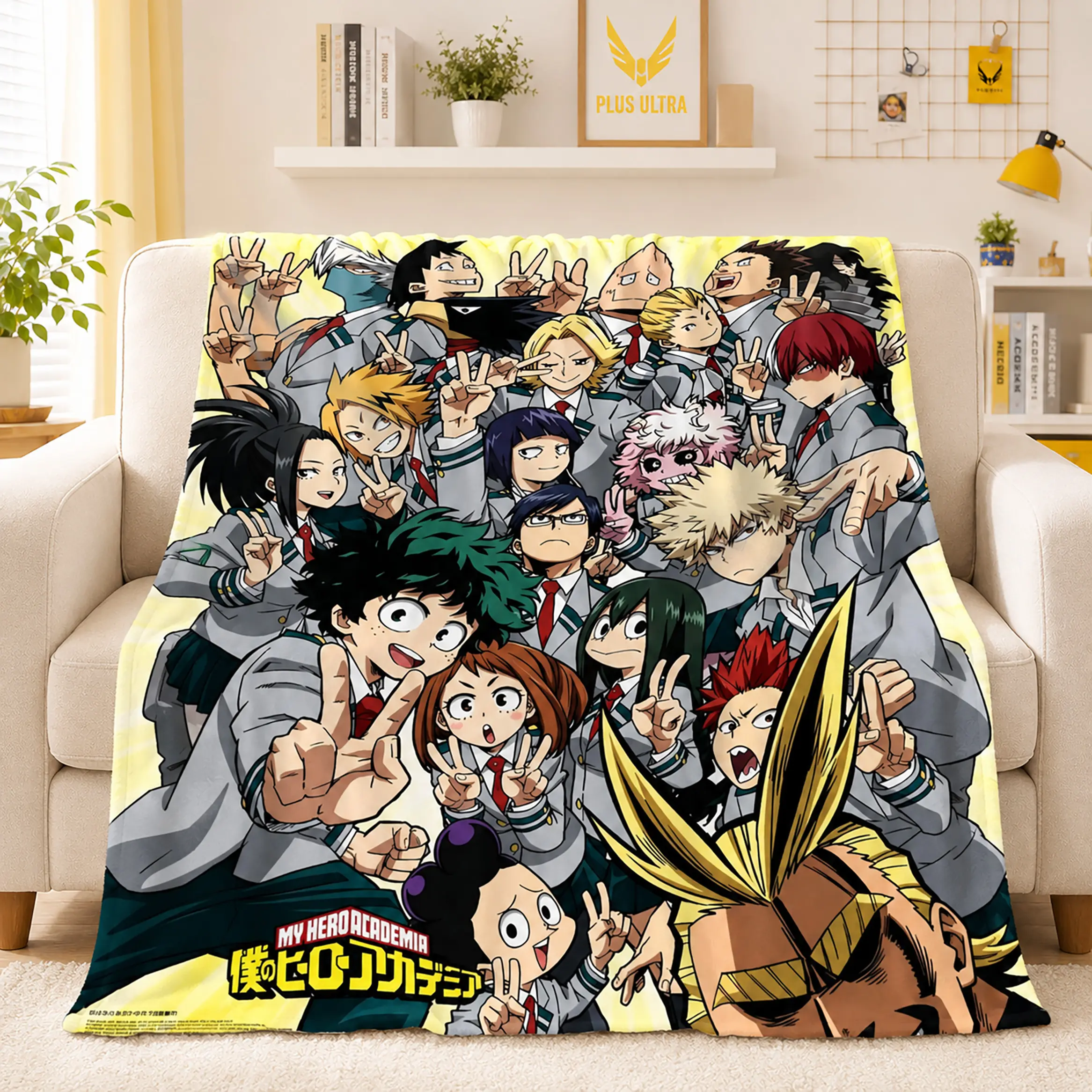 My Hero Academia Anime Throw Blanket Ultra Soft Flannel Fleece Lightweight Warm Cozy Plush Deku Character Graphic Bed Blanket For Bedroom Living Room Sofa Couch Dorm Travel Camping Kids Teens Adults Birthday Christmas Gift