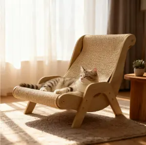 Cat recliner scraper board anti-scratch cat nest woodensword hemp grinding claws scratching pad pet hammocksofa toy carton Kitten Homemade tiktokshop