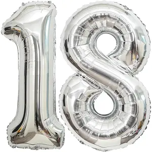 18 Number Balloons Silver 18 or 81 Balloons Number 40 Inch Number 18 Foil Mylar Balloons for 18 or 81 Birthday Party 18 or 81 Anniversary Events Decorations