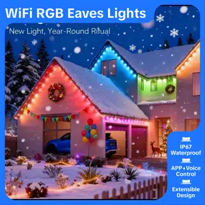 valentine's day decor Giaki WiFi Smart Permanent Outdoor Eaves Lights – 150ft 75LEDs | APP + Voice Control | IP67 Waterproof Smart Roof Lighting | Extendable Design | Perfect Christmas Gift Idea for Holiday Home Decor