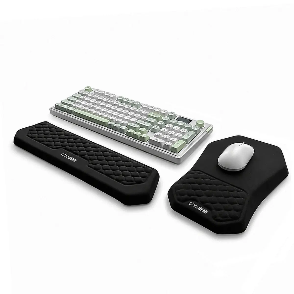 Ergonomic Mouse Pad and Keyboard Wrist Rest Support Set, Massage Design Mousepad for Carpal Tunnel Pain Relief, Memory Foam, Non-Slip PU Base for Computer Desk
