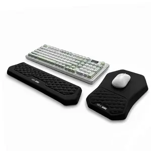 Ergonomic Mouse Pad and Keyboard Wrist Rest Support Set, Massage Design Mousepad for Carpal Tunnel Pain Relief, Memory Foam, Non-Slip PU Base for Computer Desk