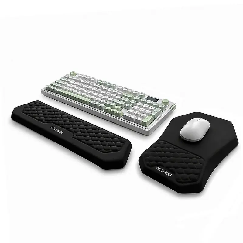 Ergonomic Mouse Pad and Keyboard Wrist Rest Support Set, Massage Design Mousepad for Carpal Tunnel Pain Relief, Memory Foam, Non-Slip PU Base for Computer Desk