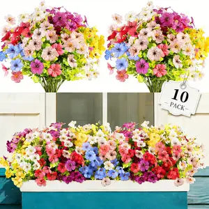 DLDA 10 Bundles Romantic Enchanting 10-Color Artificial Flowers | Spring Decor Indoor Outdoor, Realistic Faux Flowers for Garden Wedding Farmhouse, Fade-Resistant Durable & Low-Maintenance-Home Decor