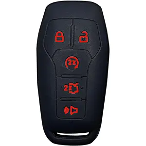 Key Fob Cover for Fusion Edge: 5 Buttons Silicone Remote Case Protector Fit for Ford F-150 F-250 Explorer Mustang Lincoln MKX 2013 to 2018 164R8117 N5FAO8TAA M3NA2C31243300 7812AA2C31243300 (Black1)