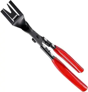 Car Panel Trim Removal Tool, Interior Clip Plier with Red Non-Slip Handle, Door Upholstery and Dashboard Fastener Remover
