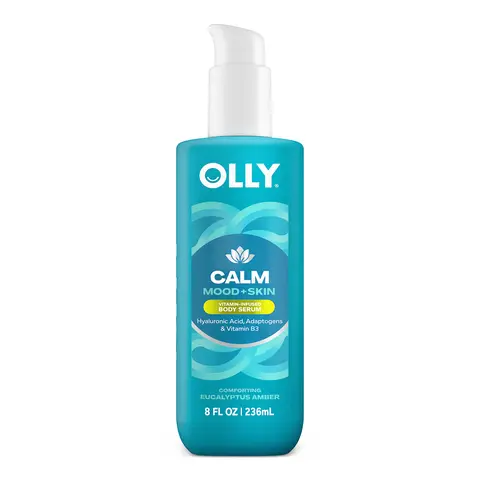 Olly Calm Mood Body Serum - Unisex Lightweight Body Care Formula, Infused with Amber & Hyaluronic Acid, Hydrating Nontoxic Beauty Product with Vitamin B3 for Deep Moisture