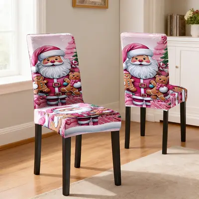 4pcs Santa Claus Christmas Dining Chair Covers - Red Non-Woven Party Decor
