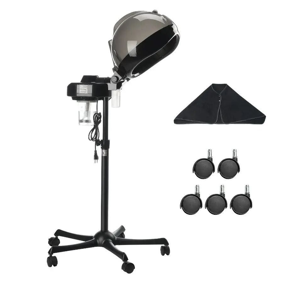 fathersdaygift  VEVOR Professional Hair Steamer for Deep Conditioning, 11.81-inch Hooded Ionic Hair Steamer with 2 Modes, Height-Adjustable Standing Hair Steamer with Timer, 5 Wheels (2 Lockable) for Salon Home Spa