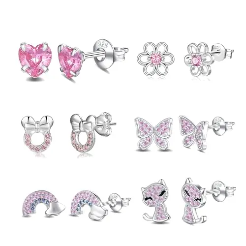 6pairs pink stud style B