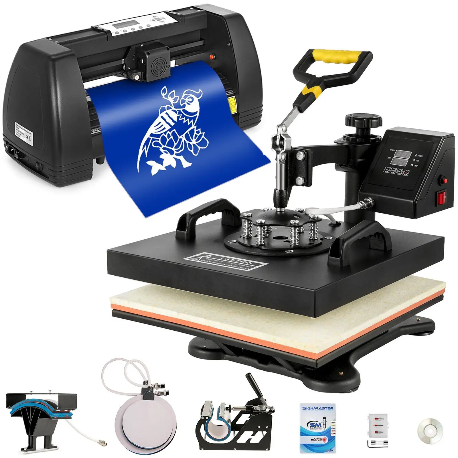 vevor 5 In1 Heat Press 15"x15"+ Vinyl Cutter 14" Plotter Print Swing Away Usb Port