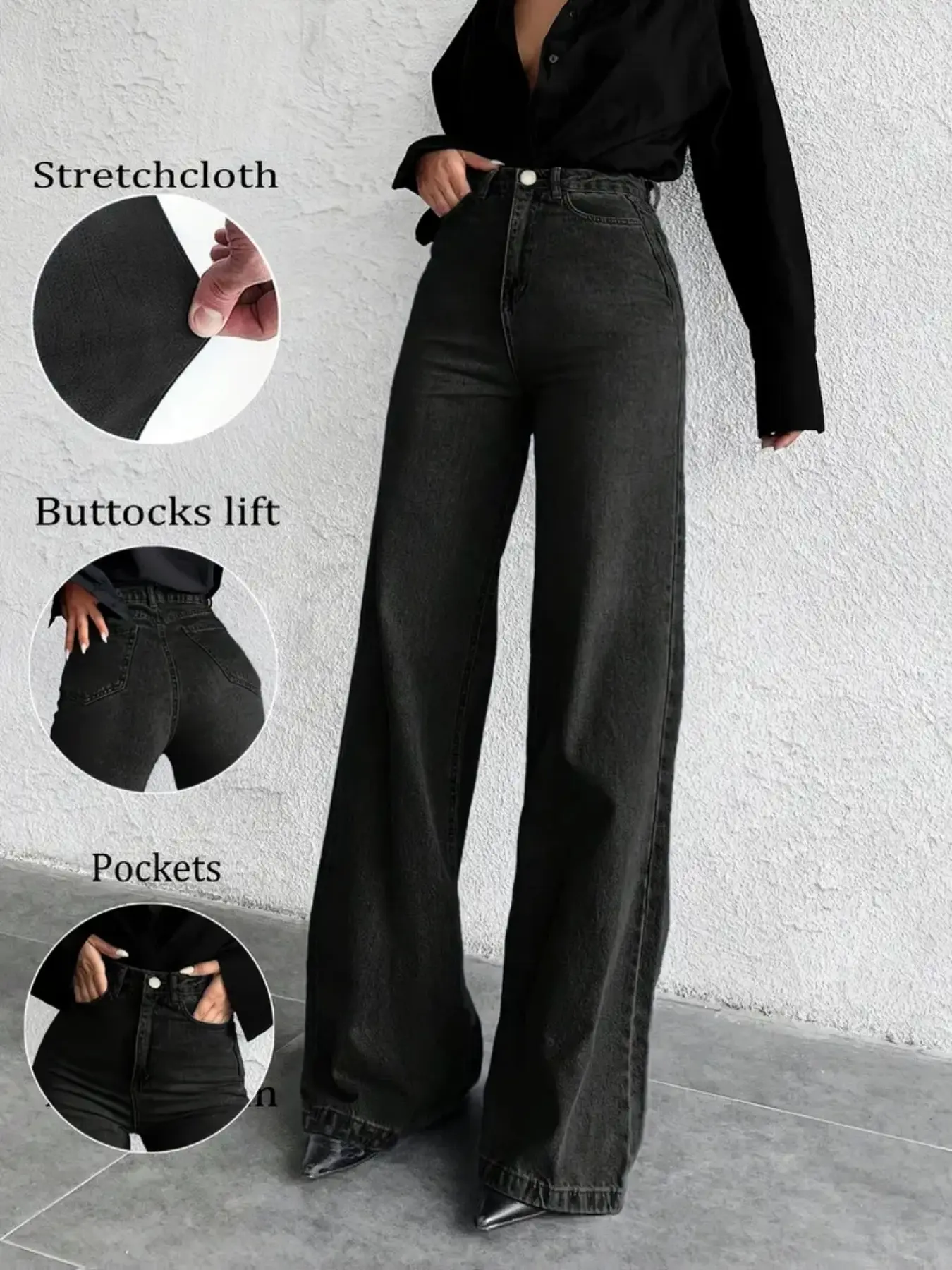 Women's Wide Leg Jeans High Waist Casual Denim Jeans, Fashionable Comfortable Daily Wear, Perfect for Casual Style Trouser Pants Fit Womenswear High Waisted Jeans, Denim Loose Jeans