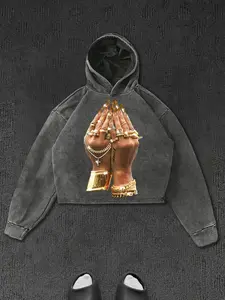 Street Style Long Sleeve Casual Hoodie Sweatshirts with Jewelry Print, Loose-Fit Geometric Graphic Design, Warm & Comfortable for All Seasons