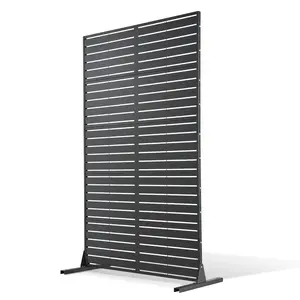 【Summervibes】VEVOR Metal Privacy Screen, 44" W x 72" H Freestanding Modern Privacy Fence, Garden Divider Panel with Extended Base & Reinforcement Fixed, Freestanding Outdoor Divider for Garden, Indoor, Courtyard