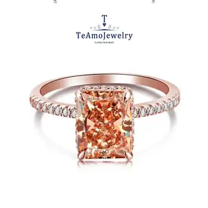 925 sterling silver radiation cut artificial gemstone ring, exaggerated yellow and white design, suitable for parties to wear, girlfriend Christmas gift