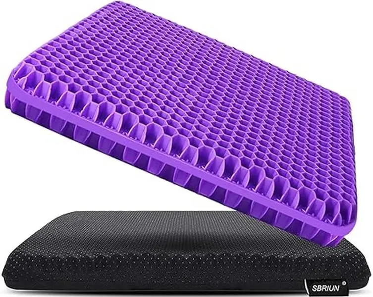 Gel Seat Cushion - Enhanced Double Thick Egg Seat Cushion with Non-Slip Cover - Office Chair Car Seat Cushion - Sciatica & Back Pain Relief - Perfect for Office Chair Car Wheelchair Travel