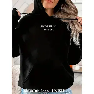 Comfy Humor Hoodie for Mental Health – ‘My Therapist Gave Up’ Checkmark Design