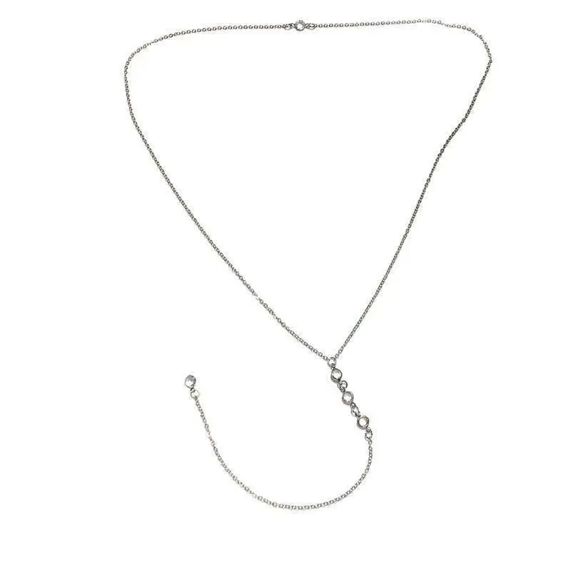 Women's Sexy Crystal Body Chain Necklace - Fashionable Jewelry, Silver-Colored Necklaces, Elegant Metal Long Zircon Backless Body Jewelry, Bikini Beach & Wedding Accessories, Body Chains