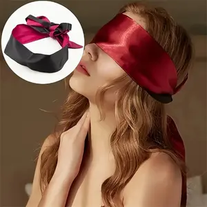 Silk Long Eye Mask Cover, Smooth Soft Strap Sleep Eyemask, Valentine's Day Gift, Comfortable Sleeping Aid, Elegant Nightwear Accessory, Double-Sided