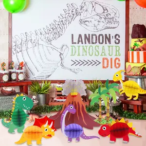 7 Pieces Dinosaur Party Honeycomb Centerpieces Decorations, Dinosaur Theme Birthday Party Decorations T-Rex Theme Party Baby Shower Decor Birthday Party Supplies