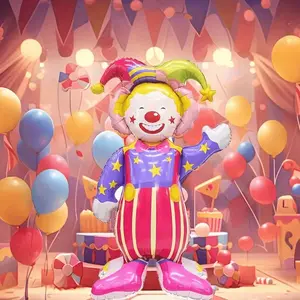 1pc Clown Aluminum Foil Balloon, Theme Party Mall Atmosphere Decoration, Indoor Gathering Theme Decor, Event Ambiance Setup