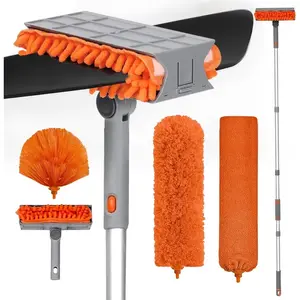 Ceiling Fan Cleaner Duster with 72'' Extendable Long Handle Cleaning Duster Kit,  Chenille & Microfiber Mop  for High Ceiling Fan  Wall Blinds Cobweb