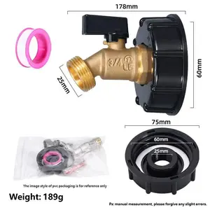 lBC Tote Water Tank Adapter 2'Brass Hose Faucet Valve Connector -Compatible with lBC Totes