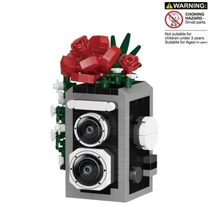 335 Piece Mini Brick Model DIY Camera Flower Blocks, Creative Home Office Decor, Ideal Gift for Birthday Festivals Christmas, Kids Adults
