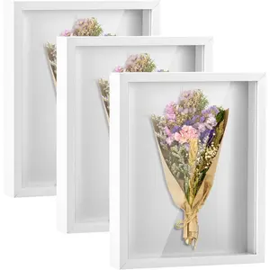 8 x 10in Shadow Box Picture Frames - MDF  with  Front, 3 Pack Square Shadow Boxes Display Cases for Photos, Crafts, and Keepsakes