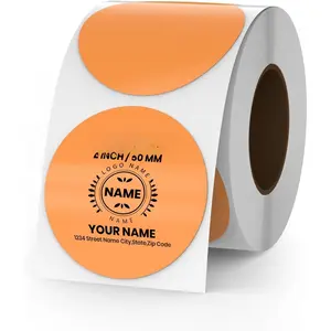 Orange Circle Thermal Labels Vinyl 2 Inch Self-Adhesive Round Stickers Roll  Printer  Name Tag for QR Code DIY Office Address 500 count