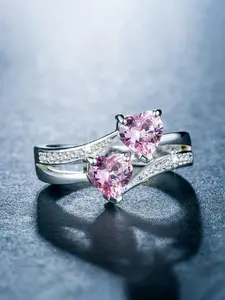 1 PC Fashion Heart Cubic Zirconia Ring For Women For Valentine's Day Gift Wedding Anniversary Party Jewelry