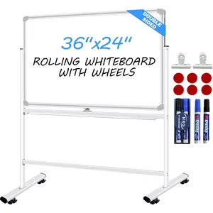 Dry Erase Board with Stand - 36x24 Inches Double-Sided  Mobile whiteboard  Wheels, Rolling White Board with Stand for Meeting, , Whiteboard Easel for  Office Classroom School