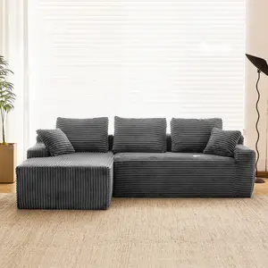 Fareforth Cream Style Chaise Lounge 104" minimalist custom sofa, comfortable soft living room luxury modular couch with corduroy fabric, free combination design.