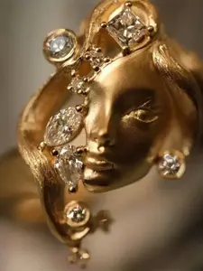 Vintage Antiqued Figure Open Ring, Unique Designer Artisan Finger Ring Accessory, High-Quality Party Gift, Birthday Present