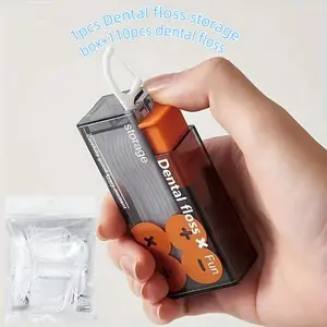 Portable Automatic Toothpick Dispenser with 110pcs Dental Floss, 1 Count Toothpick Storage Box, Oral Care Tool for Home & Travel