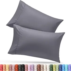 Queen Size Pillow Covers 2 Pack – Soft Brushed Microfiber Pillow Protectors 20x30 Inches, Ideal for Hotel, Hospital & Guest Room Use (Grey)
