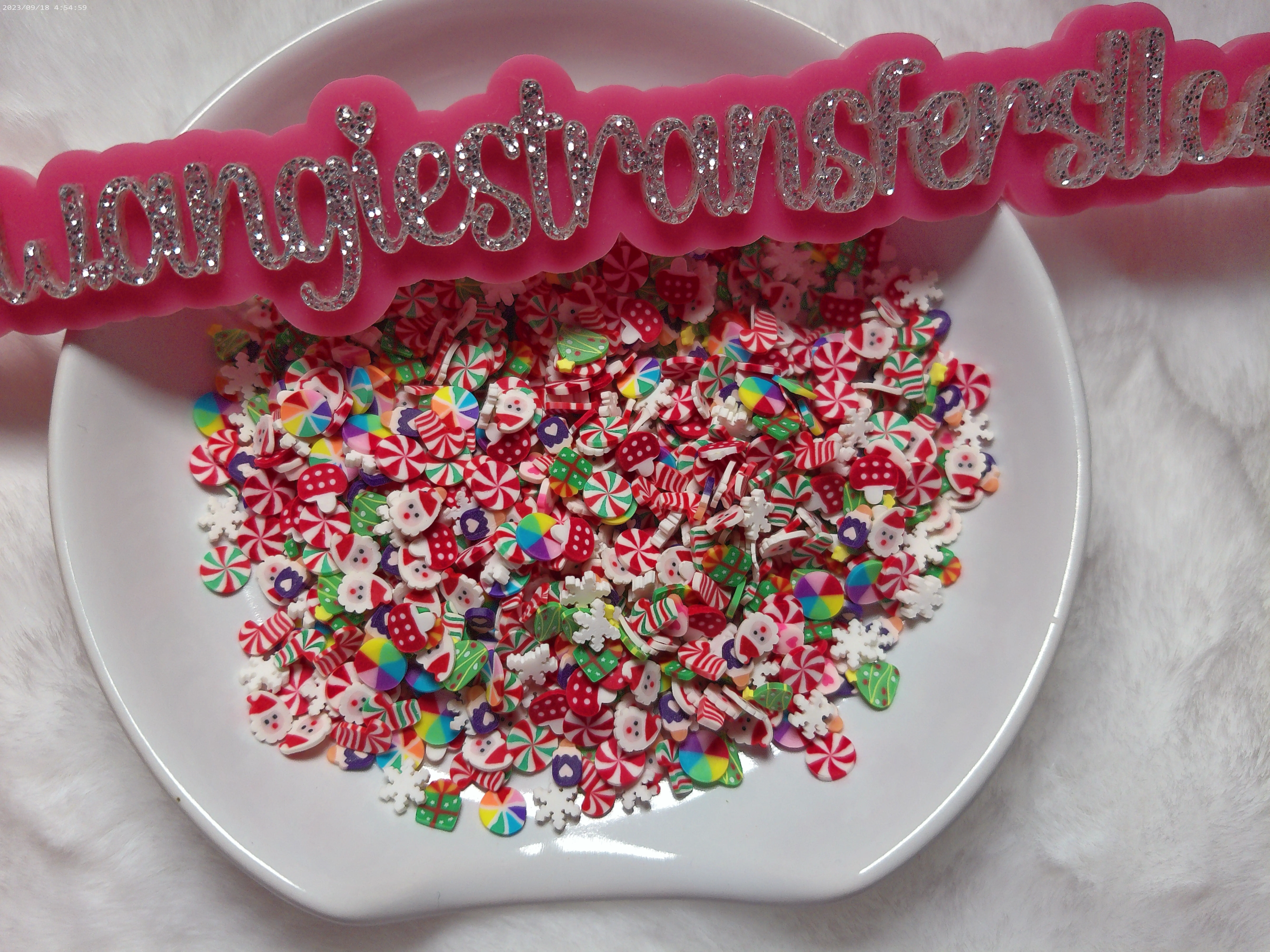 Christmas polymer clay pieces for snowglobe tumbler, nail art, slime, etc