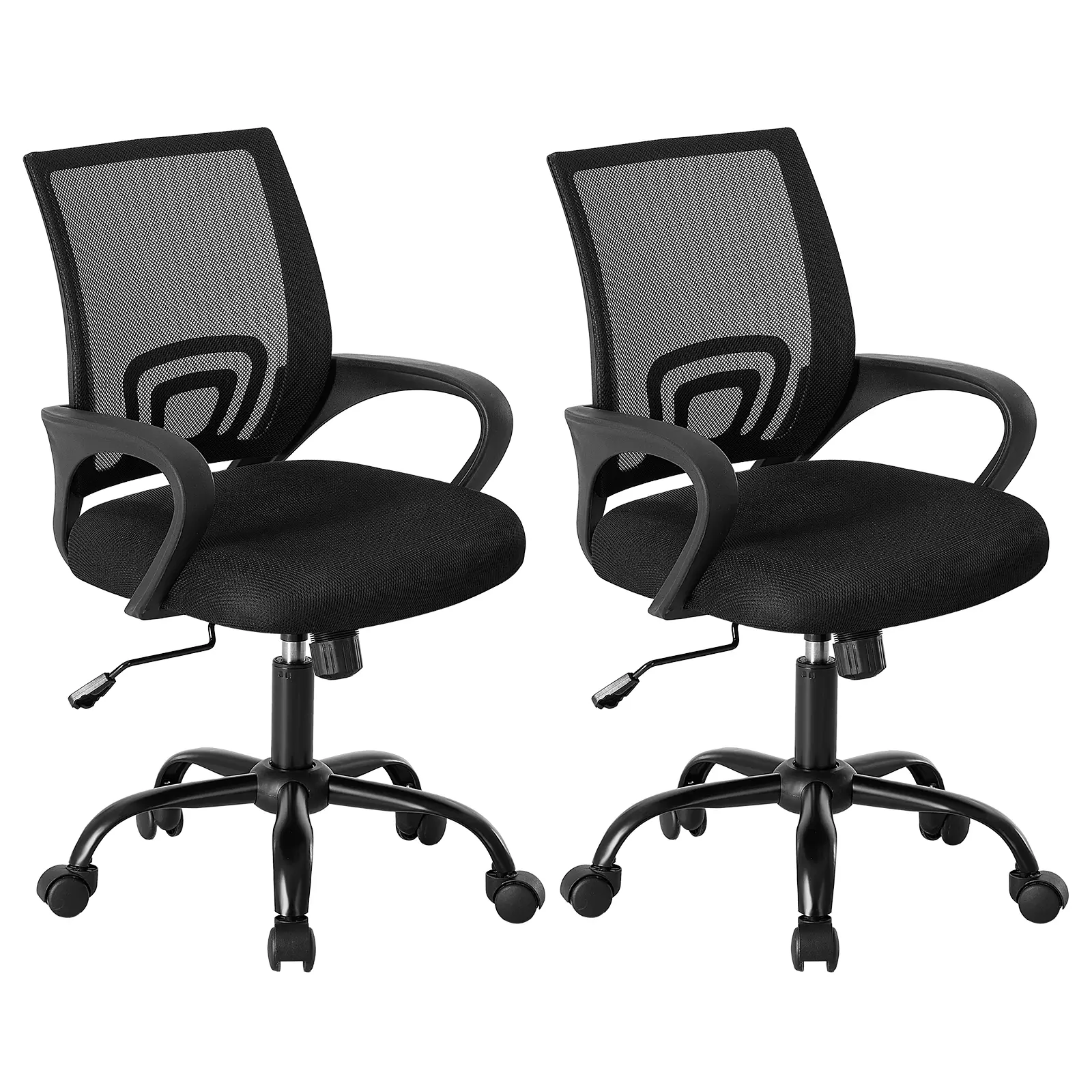 Sweetcrispy Contoured Mid-Back Ergonomic Mesh Fabric Desk Chair - Steel Frame, Customizable Rocking Mode, Lumbar Support, Adjustable Height Seat, Fixed Arms, Quiet Casters, 14.7'' to 17.7'', 250lbs Capacity, Storage-Compatible for Home Office, Single User