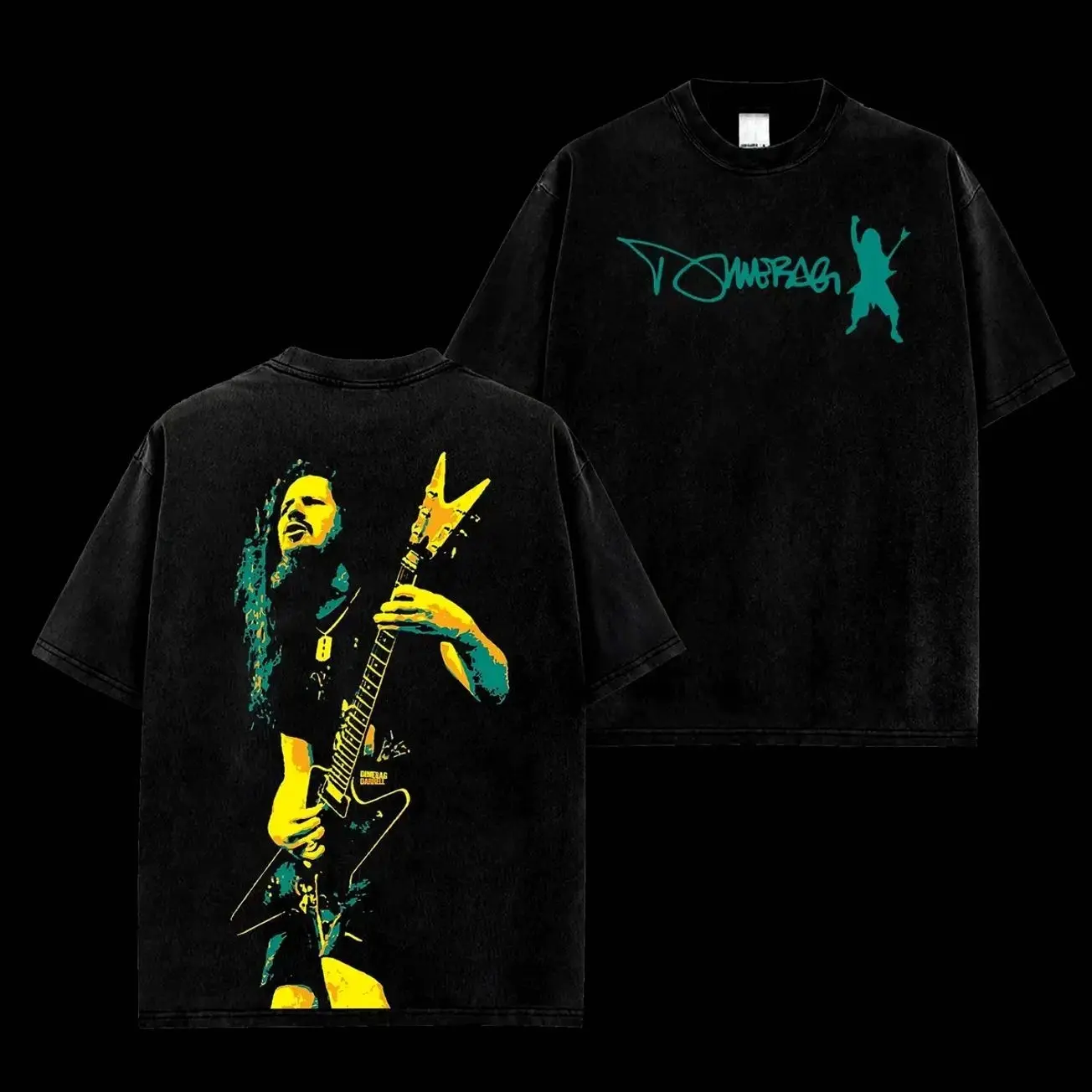 Pantera Dimebag Darrell Guitar V2 Retro Unisex 100% Heavyweight Cotton T-Shirt – 90s Records Rock Cotton Tee, Groove Metal Rock Band Shirt, Oversized Vintage Tee, Heavy Metal Merch, Gift for Rock Fans 7K4