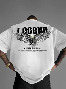 2026 Trending Streetwear Motivational Legend Short T-Shirt, Unisex Oversized Fit Casual with Exclusive Eagle & "LEGEND" Print, Perfect for Gym Fanatics, Fitness, Hardcore Trendsetters, Daily Outings, A Personality Piece to Express "Never Give Up" Attitude