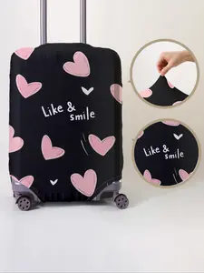Random Heart Pattern Luggage Protector, Dust-proof Travel Accessories for Women & Men, Elastic Polyester Luggage Cover for Travel, Travel Essentials