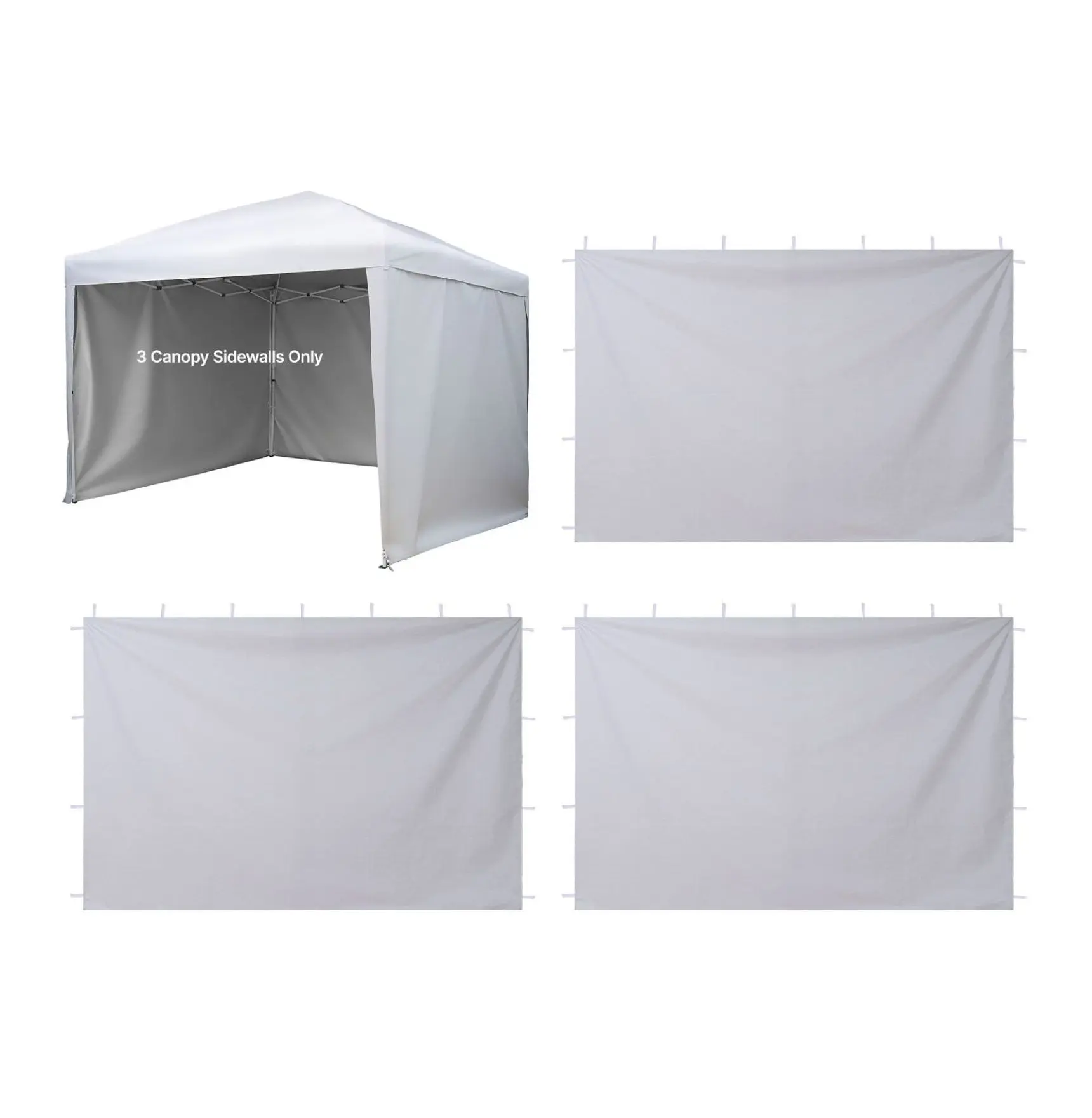 Canopy Sidewalls 10x10, 3 Pcs Tent Side Walls for Pop Up Canopy, Waterproof Sun Protection for Events, Camping, Vendor Booths - White Zippered Connection Type 3 Sides, 10x10 ft