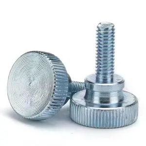 Generic M3-0.5 x 6mm Znic Plated Flat Knurled Head Fully Threaded Thumb Screws, 5 Pcs