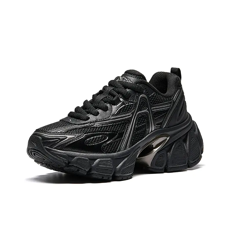 Anta Skyloft Women's Casual Fashion Sneakers – Soft Sole, Height-Increasing, Low-Top, Black/Fossil Silver Verifiable, with credentials and supporting global authentication