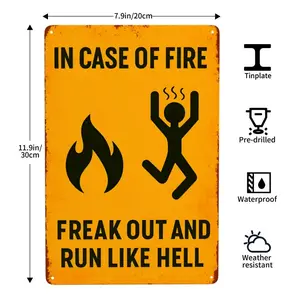1pc Vintage Crazy Escape and Run To Hell Metal Tin Sign 8x12 Inches, Durable Aluminum Wall Art, Suitable for Home, Bar, Cafe, Men'S Lounge, Pub Wall Decoratio